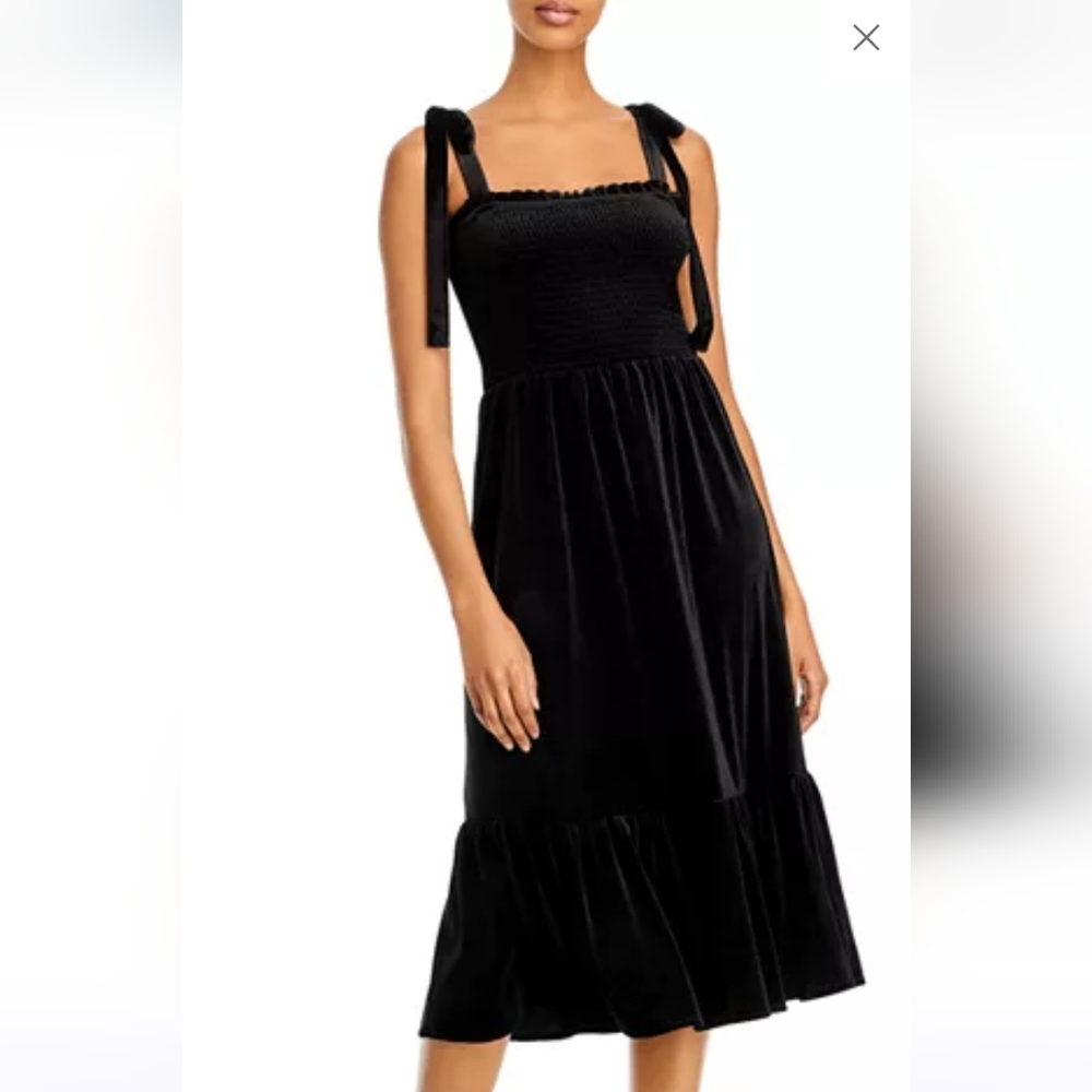 Elegant Black Velvet Midi Dress